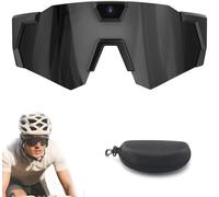 Dujuanus 4K HD Baseball Glasses with Camera, Lunettes intelligentes avec Caméra, Lunettes de Sport Caméra- Action Cam Bluetooth - pour Vélo/Moto/Randonnée/Ski (Black-A,64GB)