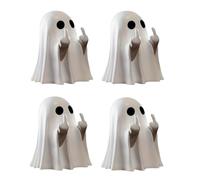 Dujuanus 4Pcs Halloween Ghost Figurine Middle Finger - Spooky Resin Funny Statue, Cute Decor for Halloween Decorations, Porch and Indoor Spooky Home Decor