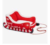 Dujuanus Festive Plush Cosy Dog Bed - Christmas Sleigh, Lit Traîneau De Noël pour Chien, Petit Lit Traîneau en Peluche pour Chien, Festive Plush Cozy Dog Bed - Christmas Sleigh (Rot,S)
