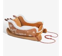 Dujuanus Festive Plush Cosy Dog Bed - Christmas Sleigh, Lit Traîneau De Noël pour Chien, Petit Lit Traîneau en Peluche pour Chien, Festive Plush Cozy Dog Bed - Christmas Sleigh (Gelb,M)