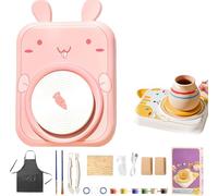 Dujuanus Kit de poterie pour enfant - Kit de poterie DIY avec argile, peintures, outils- Mini tour de potier à partir de 6 ans - Cadeau pour filles & garçons (6 Pcs d'argile,C)