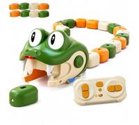 Dujuanus Magnetic Snake Game Eating Itself,Remote Control Snake Toy with Light Up Eyes, Interactive Parent-Child Competitive Game Race Car Toy for Kids (Green)