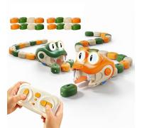Dujuanus Magnetic Snake Game Eating Itself,Remote Control Snake Toy with Light Up Eyes, Interactive Parent-Child Competitive Game Race Car Toy for Kids (2 Set)