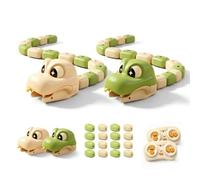 Dujuanus Magnetic Snake Game Eating Itself,Remote Control Snake Toy with Sound and Light,Interactive Parent-Child Competitive Game Race Car Toy for Kids (Green+Beige)