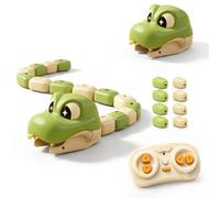 Dujuanus Magnetic Snake Game Eating Itself,Remote Control Snake Toy with Sound and Light,Interactive Parent-Child Competitive Game Race Car Toy for Kids (Green)