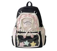 Dujuanus Sac à Dos Ita Bag, Kawaii avec Affichage d'Épingles, Mignon, Esthétique, Grand Sac d'École Décontracté - Sac à Dos Scolaire Kawaii Fille Collège (Noir)