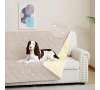 DUJUIKE 100% Housse imperméable canapé, Housse de canapé pour Chien,Housse Impermeable canape lit, avec Base antidérapante, Protection canapé Chien, Chat(Crème,132-208 cm)