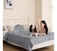 DUJUIKE Couvre-Lit ImperméAble, Couverture De Lit 100% ImperméAble, Couverture pour Chien en Flanelle Douce, Housse De Protection pour Matelas, CanapéS Et Autres Meubles (202x232cm, Gris Clair)