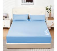 DUJUIKE Drap-Housse ImperméAble, Protège-Matelas, pour Chats, Chiens, Enfants, Convient aux Matelas jusqu'à 40 cm d'épaisseur, Hypoallergénique, Ourlet élastique (Bleu Ciel,90x200cm)