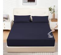 DUJUIKE Drap-Housse ImperméAble, Protège-Matelas, pour Chats, Chiens, Enfants, Convient aux Matelas jusqu'à 40 cm d'épaisseur, Hypoallergénique, Ourlet élastique (Bleu Marine,180x200cm)