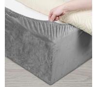 DUJUIKE Housse de Cadre de lit en Velours, Alternative à la cantonnière Traditionnelle, Jupe de lit entièrement élastique, Facile à Installer (Gris Clair, King Bed Width:200-210cm)