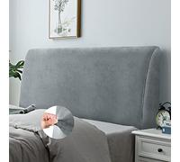DUJUIKE Housse de Tête de Lit en Tissu Velours Stretch Doux - Protecteur Antipoussière pour Lit Rembourré (Gris Clair, Longueur: 120-140cm)