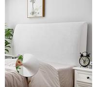 DUJUIKE Housse de tête de lit pour lit double, housse de tête de lit extensible, housse de protection anti-poussière pour lit double, tissu touffeté en lin, tissu velouté doux et confortable (blanc)