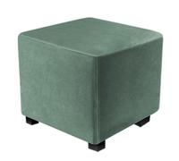 DUJUIKE Housse Ottomane Housses de Pouf Extensible Rectangulaire, Housse de Repose-Pieds Protecteur de Meubles Velours avec Fond élastique（L&W: 33-46 cm, H: 38-46 cm，Vert cyprès）