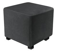 DUJUIKE Housse Ottomane Housses de Pouf Extensible Rectangulaire, Housse de Repose-Pieds Protecteur de Meubles Velours avec Fond élastique（L&W: 33-46 cm, H: 38-46 cm，Noir）