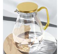 DUJUST Carafe Eau de 2 L, Pichet en Verre Design Diamant Moderne, Cruche en Verre avec Couvercle en Acier Inoxydable et Anse, Pichet à Eau Haute Durabilité pour Infuseur Fruit, Thé Glacé, Café, Lait