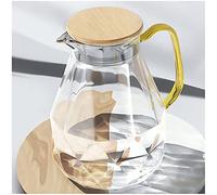 DUJUST Carafe Eau de 2 Litres, Pichet en Verre Design Diamant Moderne, Cruche en Verre avec Couvercle et Anse, Pichet à Eau Haute Durabilité pour Infuseur Fruit, Thé Glacé, Café Chaud, Lait