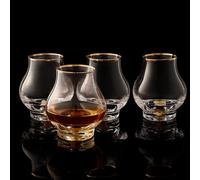 DUJUST Ensemble de 4 verres à dégustation élégants et incurvés (205 ml),verres à whisky en cristal avec paillettes d'or 24 carats,verres de luxe pour brandy,sans BPA et sans plomb