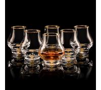DUJUST Ensemble de 6 verres à dégustation élégants et incurvés (205 ml),verres à whisky en cristal avec paillettes d'or 24 carats,verres de luxe pour brandy,sans BPA et sans plomb