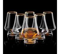 DUJUST Jeu de 6 verres à snifter (8 oz), verre à whisky en cristal avec feuilles d'or 24 carats, idéaux pour whisky/brandy/cognac/bourbon. Sans BPA ni plomb, cadeau parfait pour hommes.