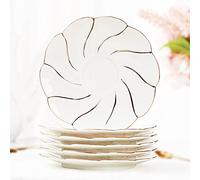 DUJUST Lot de 6 Soucoupes à Thé en Porcelaine, 15,2 cm, Style Britannique de Luxe avec Bordure Dorée - Belles Soucoupes pour Café, Décoration de Chambre, Cadeau - Blanc