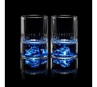 DUJUST 【Nouveau Design 2026】 Verres à Shot Blue Mountain (45 ml), Set en Cristal con Décor Blue Mountain, Sans BPA et Sans Plomb, Convient pour Décoration et Collection, Idée Cadeau - 2 Pièces