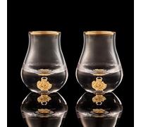 DUJUST Verre à shot élégant et incurvé (45 ml), ensemble de verres à shot en cristal décorés de paillettes de feuille d'or 24 carats, sans BPA et sans plomb - 2 pcs