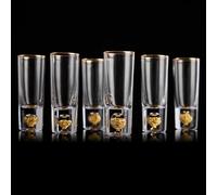 DUJUST Verres à Shot 6cl(65ml), Ensemble de Verre à Liqueur en Cristal, Décorés d'or 24 Carats, Verre a Vodka Cool et Personnalisé, sans BPA et sans Plomb, Choix de Cadeaux - 6 Pièces