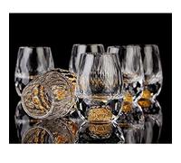 DUJUST Verres à Shot en Diamant 4cl(45ml), Ensemble de Verres à Liqueur en Cristal, Décorés d'or 24 Carats, Tasses Luxueuses et Mignonnes, sans BPA ni Plomb, Cadeau Parfait - 6 pièces