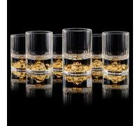 DUJUST Verres à Shot Montagne Dorée (45 ml), Set de Verres en Cristal Décorés avec Montagne en Or 24K, sans BPA ni Plomb, Parfait pour Décoration & Collection, Idée Cadeau - 6 pcs