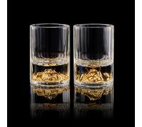 DUJUST Verres à Shot Montagne Dorée (45 ml), Set de Verres en Cristal Décorés avec Montagne en Or 24K, sans BPA ni Plomb, Parfait pour Décoration & Collection, Idée Cadeau - 2 pcs