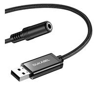 DuKabel Adaptateur Jack vers USB 1.2M - Carte Son Externe pour Casque, Haut-Parleur ou Microphone TRRS 4 Pôles - Noir