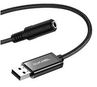 DuKabel Adaptateur Jack vers USB 50CM - Carte Son Externe pour Casque, Haut-Parleur ou Microphone TRRS 4 Pôles - Noir