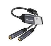 DuKabel Carte son externe USB 0,3 m USB vers 2 prises TRRS 3,5 mm (audio + micro) - Câble adaptateur audio stéréo Y pour PC, PS4, PS5, ordinateur portable, haut-parleurs, écouteurs - Top Series