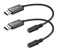DuKabel Lot de 2 Cartes Son externes USB USB vers Prise 3,5 mm (4 pôles CTIA) Câble Adaptateur Audio stéréo Carte Son Externe pour Casque, Haut-Parleur ou Microphone TRRS 4 pôles - 25 cm Noir
