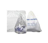 Dukal DSPB01 Dawn Mist Lot de 250 sacs à cordon de serrage pour patient avec soufflet de 1,2 mm d'épaisseur et soufflet de 10,2 cm Blanc avec impression bleue