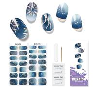 DUKASOU Lot de 28 ongles autocollantes en gel semi-durci, pour manucure, qualité salon, bandes de vernis à ongles durables pour femmes et filles (étoiles brillantes)