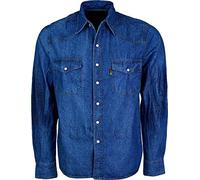Duke London Chemise de camionneur/western en jean délavé « stone washed » Manches longues - Bleu - XXXXX-Large