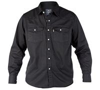 Duke London Chemise de camionneur/western en jean délavé « stone washed » Manches longues - Noir - XXX-Large