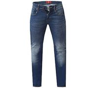 Duke London D555 Grande Taille pour Hommes Coupe Fuseau Jeans Extensible en Bleu Foncé Délavé (Ambrose) - Bleu Foncé Délavé, 46w/34l