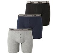 Duke London King Size Taille Hommes Neuf Pack De 3 Buttonfly Coton Trunks Short Boxer - Gris - Marine - Noir - Lot de 3, 2XL