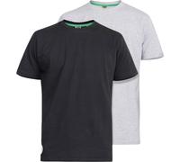Duke T-shirt Homme Fenton D555, Kingsize, col rond, lot de 2 DC209 (8XL) (Noir/Gris)