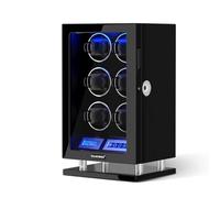 DUKWIN Remontoir de montre pour 3/4/6/8/9/12 montres avec verrouillage d'empreintes digitales, remontoir automatique avec télécommande LCD, lumière LED bleue, moteur silencieux japonais, Montres Nlk20