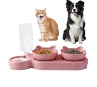dul Pet Feeder Station d'eau auto-distributrice, ensemble nourriture et eau | Gamelles inclinées à 15° avec distributeur d'eau intégré - Réservoir d'eau de 500 ml, station d'alimentation pour chats et