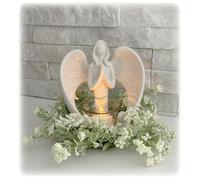 Dulaya Memories In Art Statue commémorative Ange avec Bougie Chauffe-Plat LED, Cadeau de condoléances avec Carte de condoléances ou décorations de célébration de la Vie