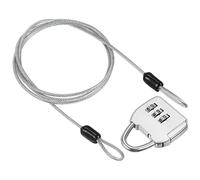 Dulcicasa Câble de sécurité avec serrure à combinaison à 3 chiffres - 1 m - Câble de sécurité revêtu de 1 m - Avec double boucle pour valise de voyage - Argenté
