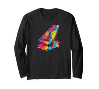 Dulcimeriste Dulcimer-Joueur Drip-Painting-Art 80s Dulcimer Manche Longue