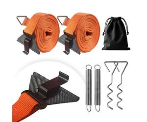 Dulepax Kit de sangles d'arrimage pour auvent de caravane, camping-car, ensemble de protection contre les tempêtes très résistantes, compatible avec Fiamma/Thule Omnistor Orange
