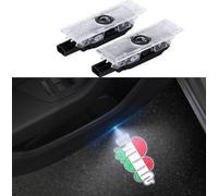 Duleutgnu 2 lumières pour portes de voiture, logo de bienvenue Ghost Shadow Definition, décoration pour voiture LED, lumières d'entrée 3D, couleur : rouge et vert