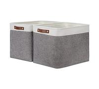 DULLEMELO Lot de 2 grands paniers de rangement rectangulaires 40,6 x 30,5 x 30,5 cm pour l'organisation en tissu, vêtements, jouets (blanc et gris)